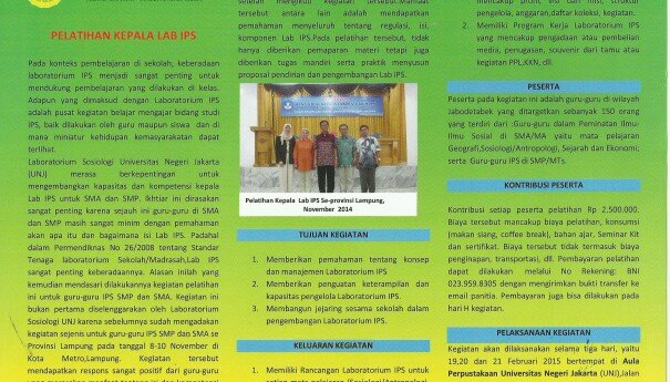 Pendaftaran Pelatihan Kepala Lab IPS